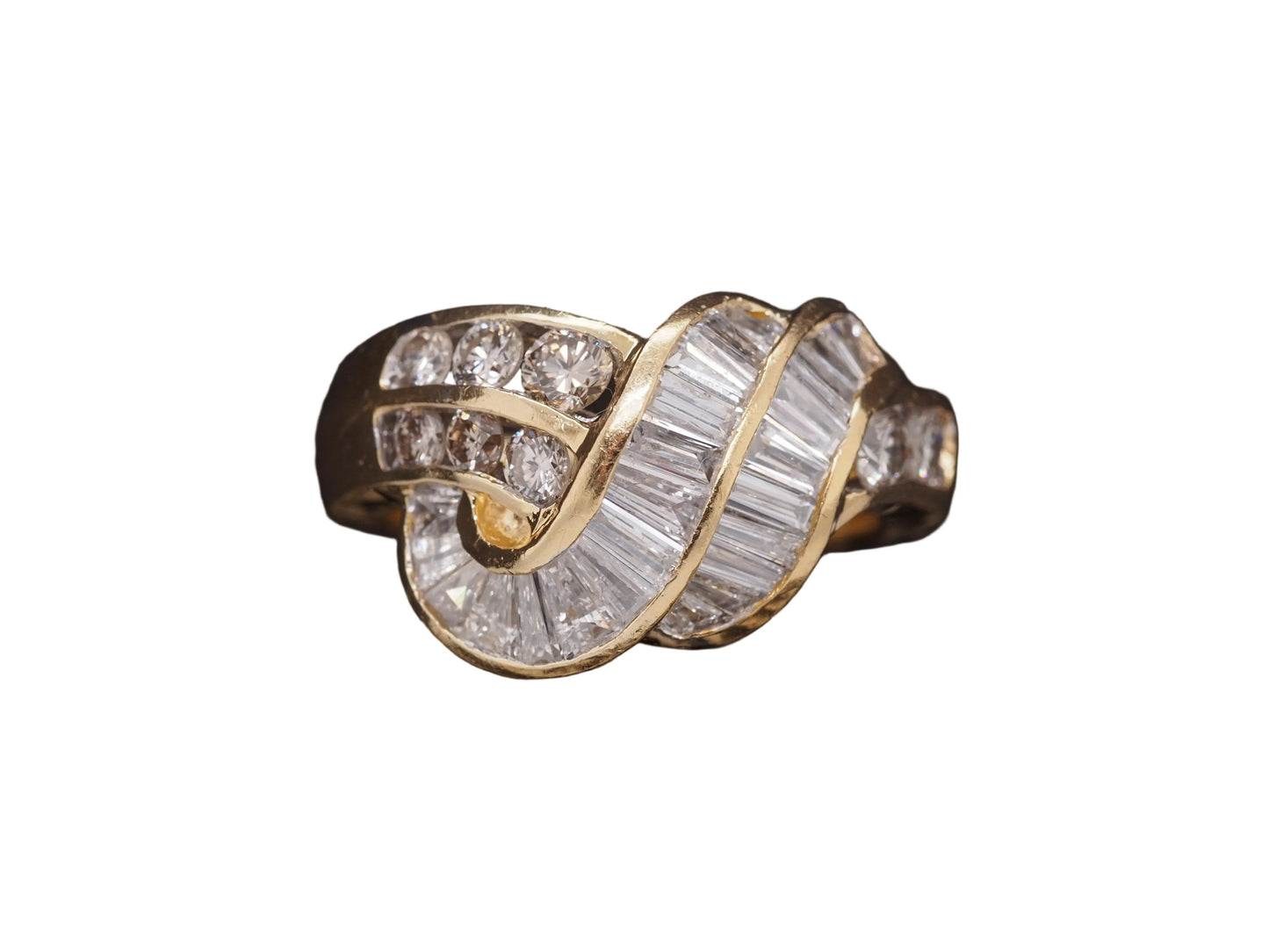 18K Yellow Gold Diamond Swirl Cocktail Ring