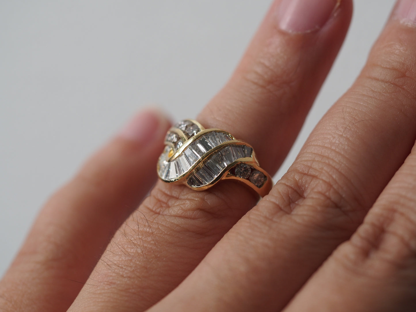 18K Yellow Gold Diamond Swirl Cocktail Ring