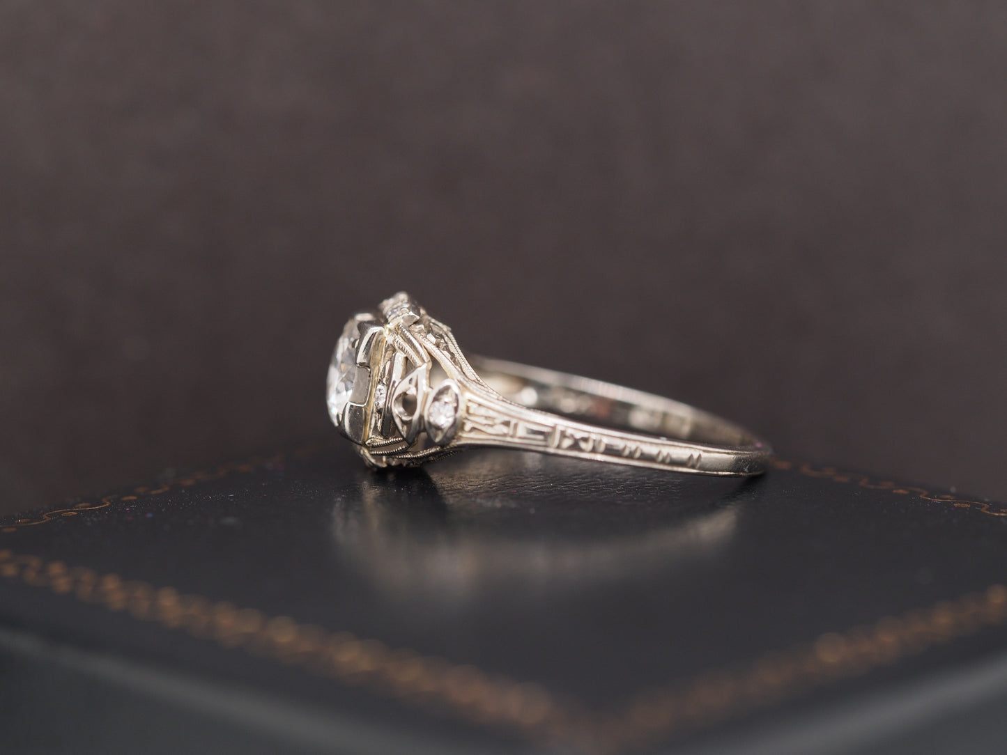 1940s Art Deco 18K White Gold .60ct Diamond Engagement Ring
