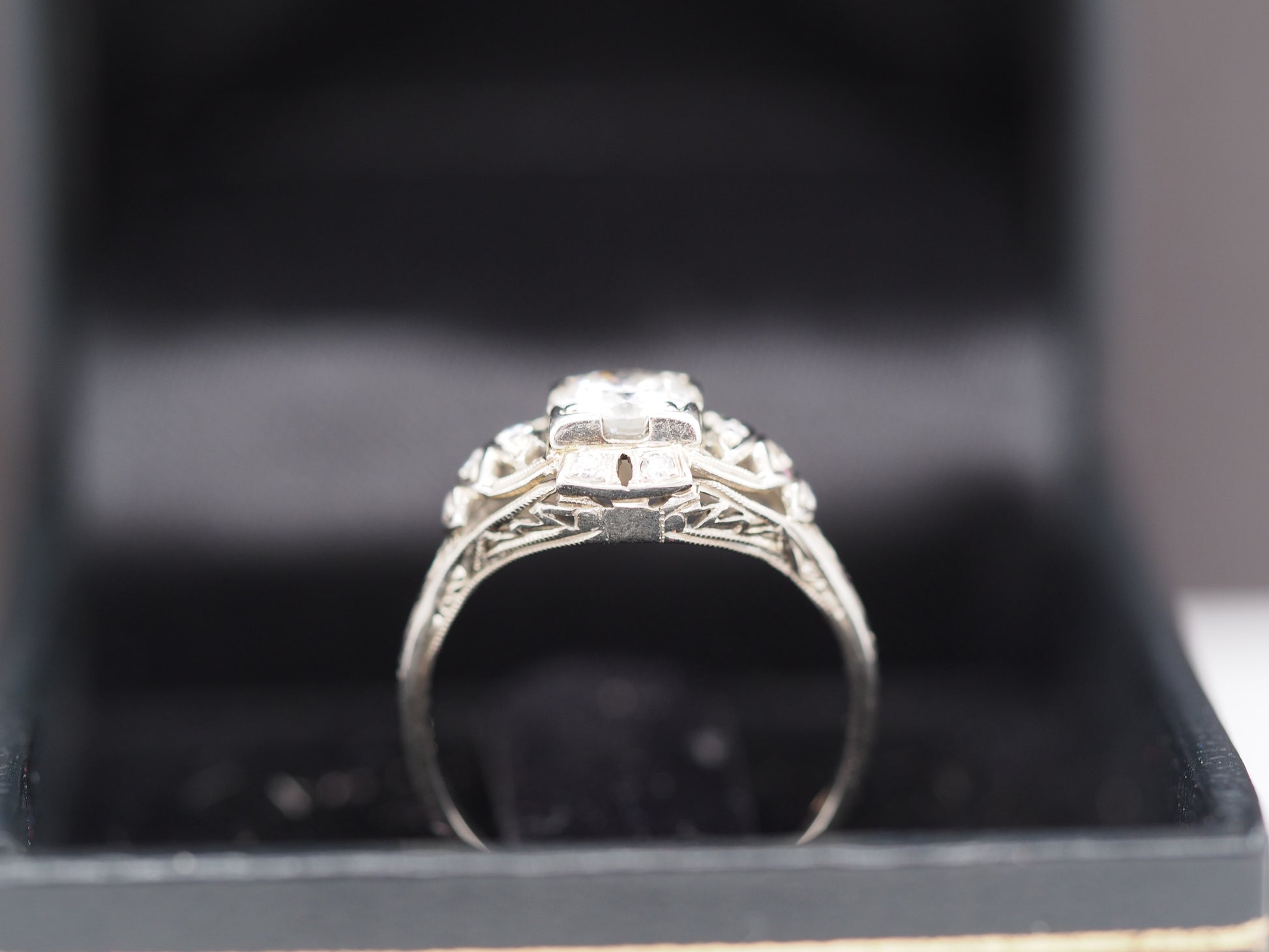 1940s Art Deco 18K White Gold .60ct Diamond Engagement Ring