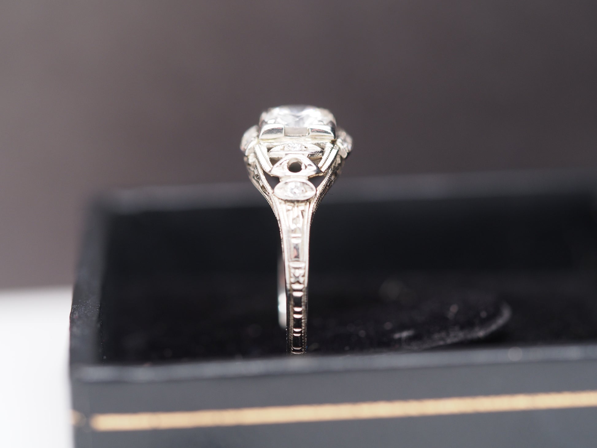 1940s Art Deco 18K White Gold .60ct Diamond Engagement Ring