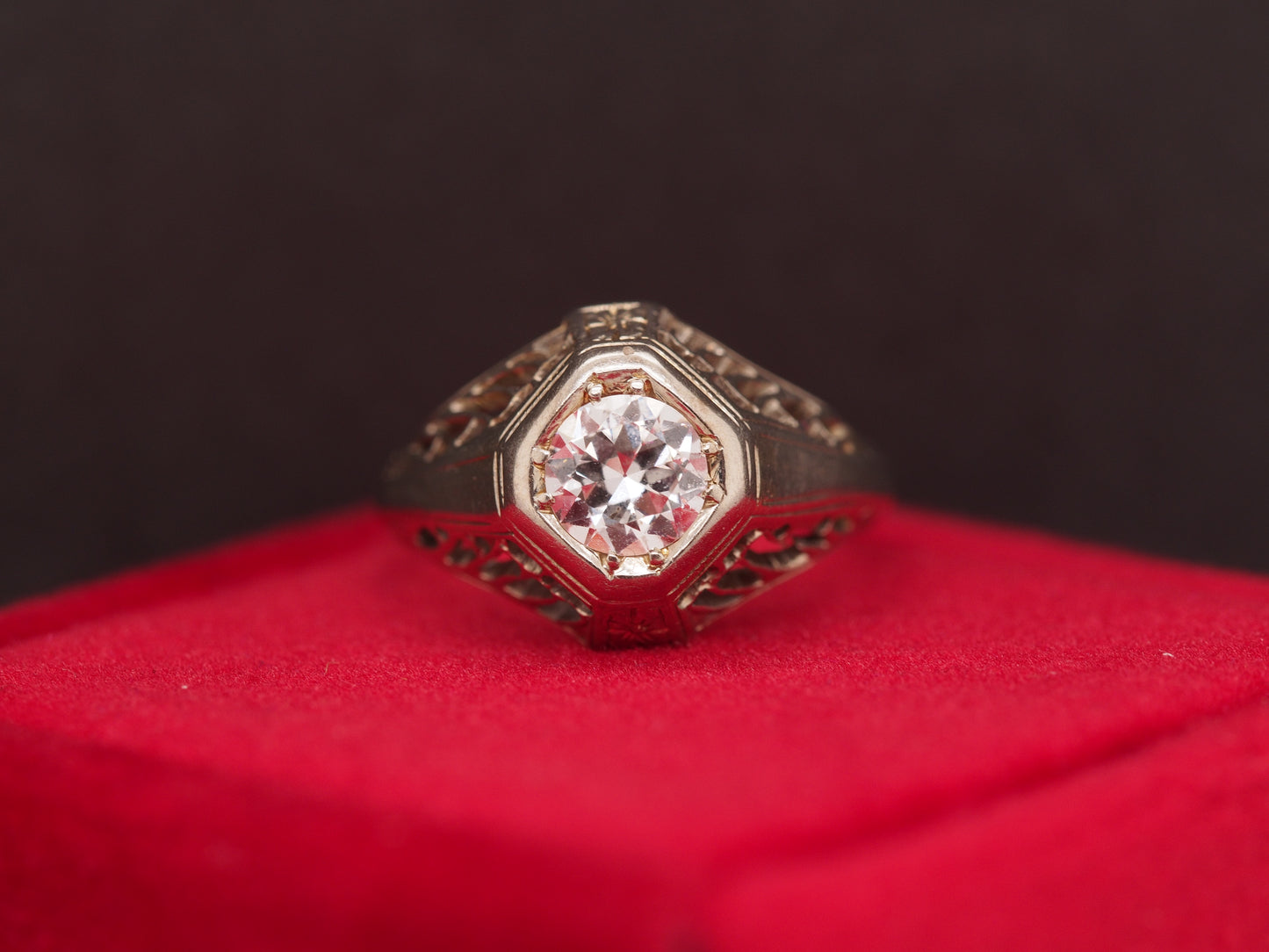 Circa 1930s 18K White Gold .35ct Old European Brilliant Diamond Engagement Ring