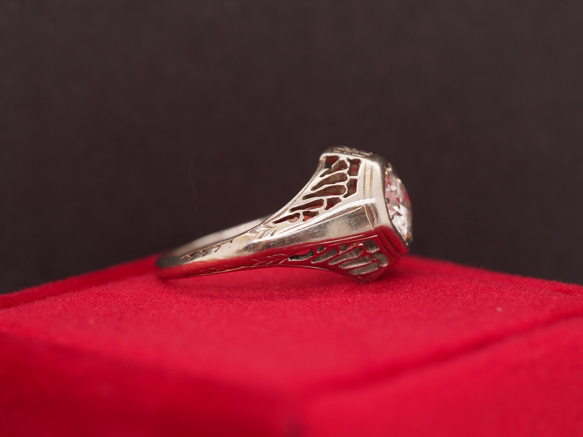 Circa 1930s 18K White Gold .35ct Old European Brilliant Diamond Engagement Ring