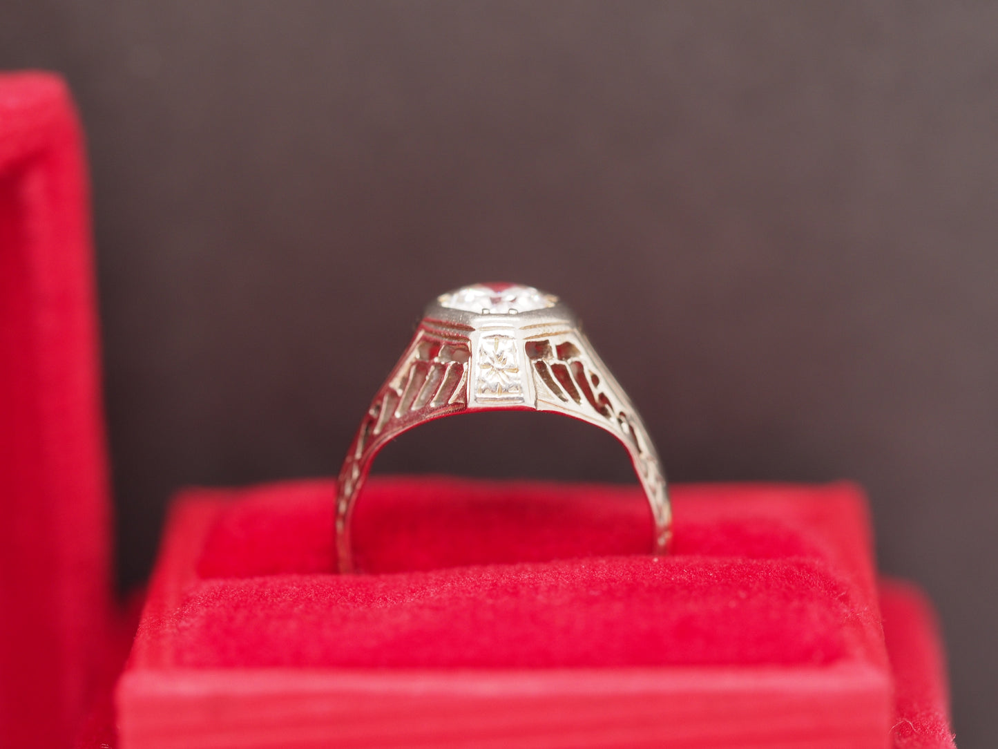 Circa 1930s 18K White Gold .35ct Old European Brilliant Diamond Engagement Ring