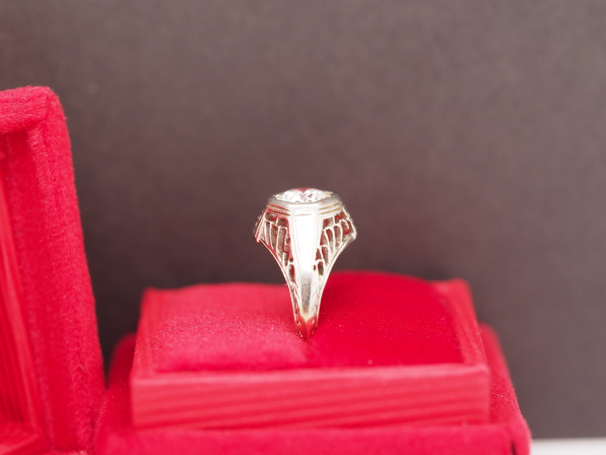 Circa 1930s 18K White Gold .35ct Old European Brilliant Diamond Engagement Ring