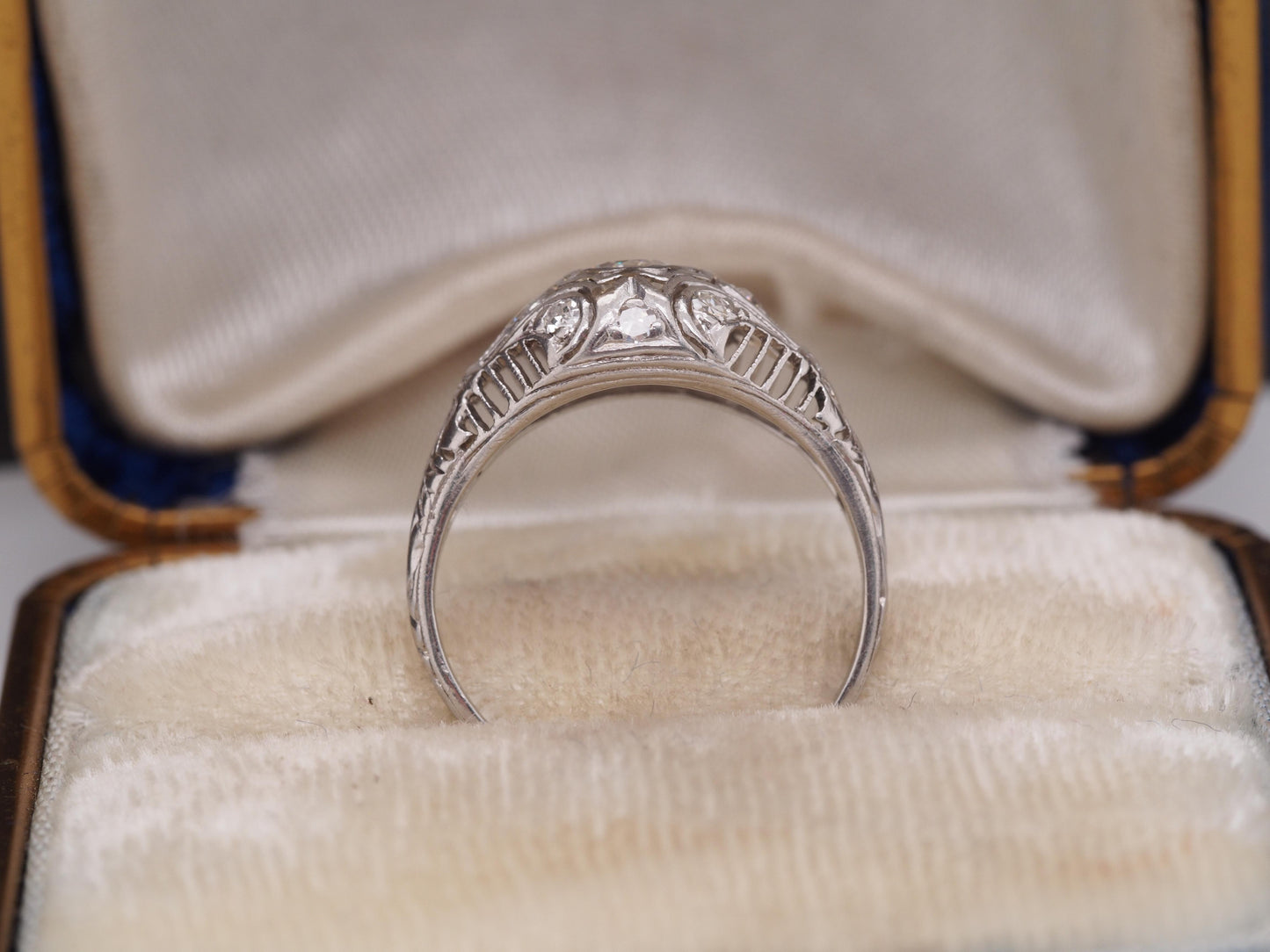 Circa 1920s Platinum Art Deco .50ct total weight Diamond Engagement Ring