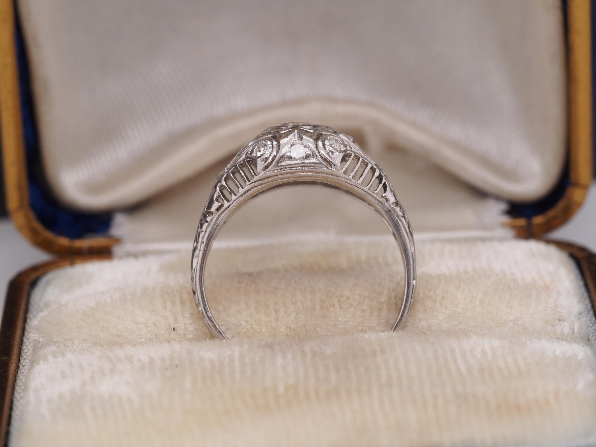 Circa 1920s Platinum Art Deco .50ct total weight Diamond Engagement Ring