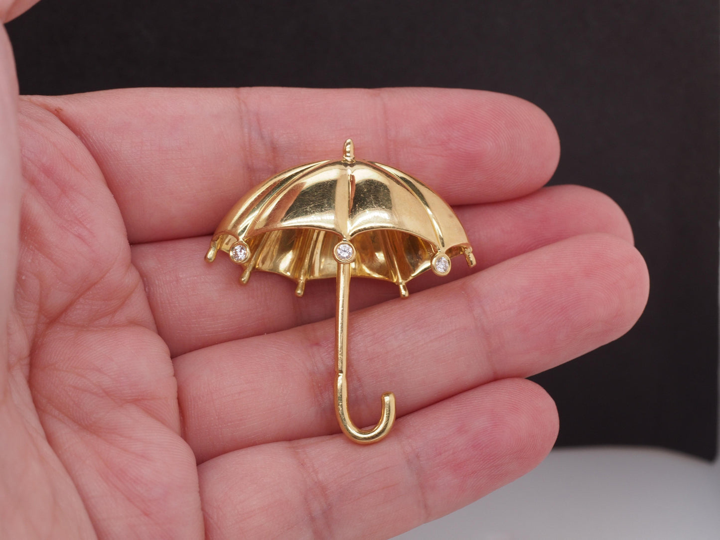 18K Yellow Gold “Tiffany & Co” Diamond Umbrella Brooch