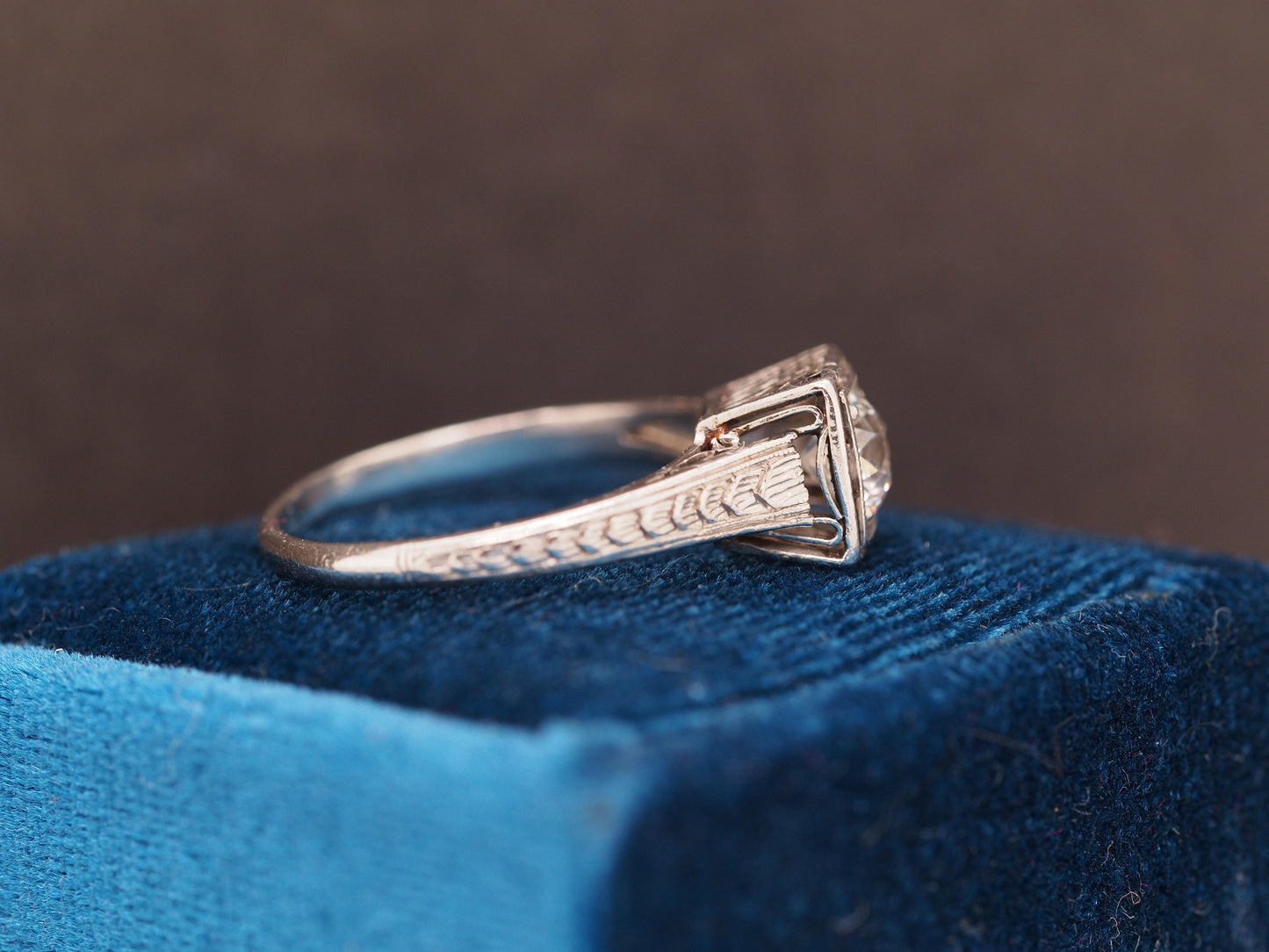 1920s Art Deco Platinum .50ct Old European Cut Diamond Engagement Ring
