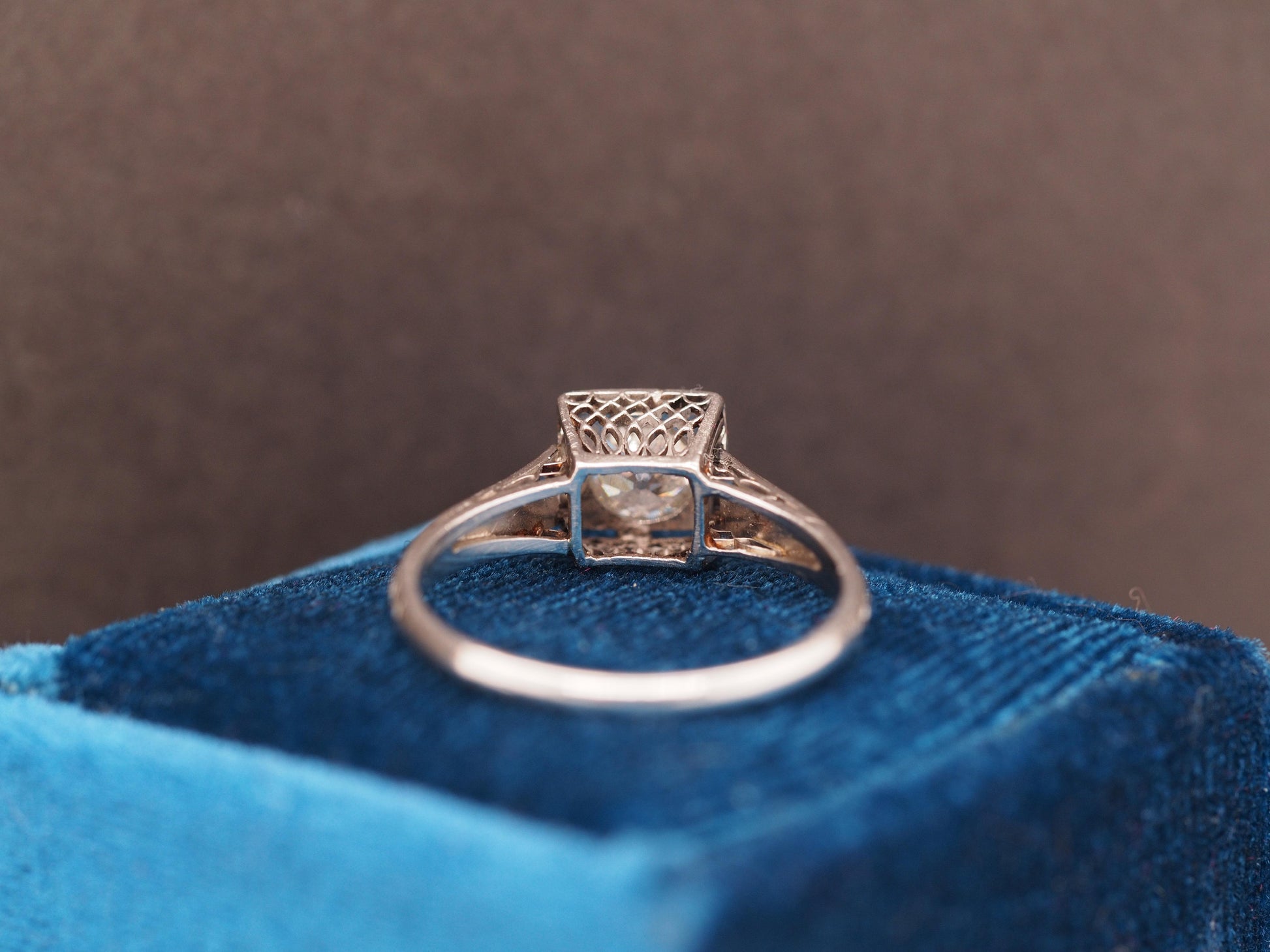 1920s Art Deco Platinum .50ct Old European Cut Diamond Engagement Ring
