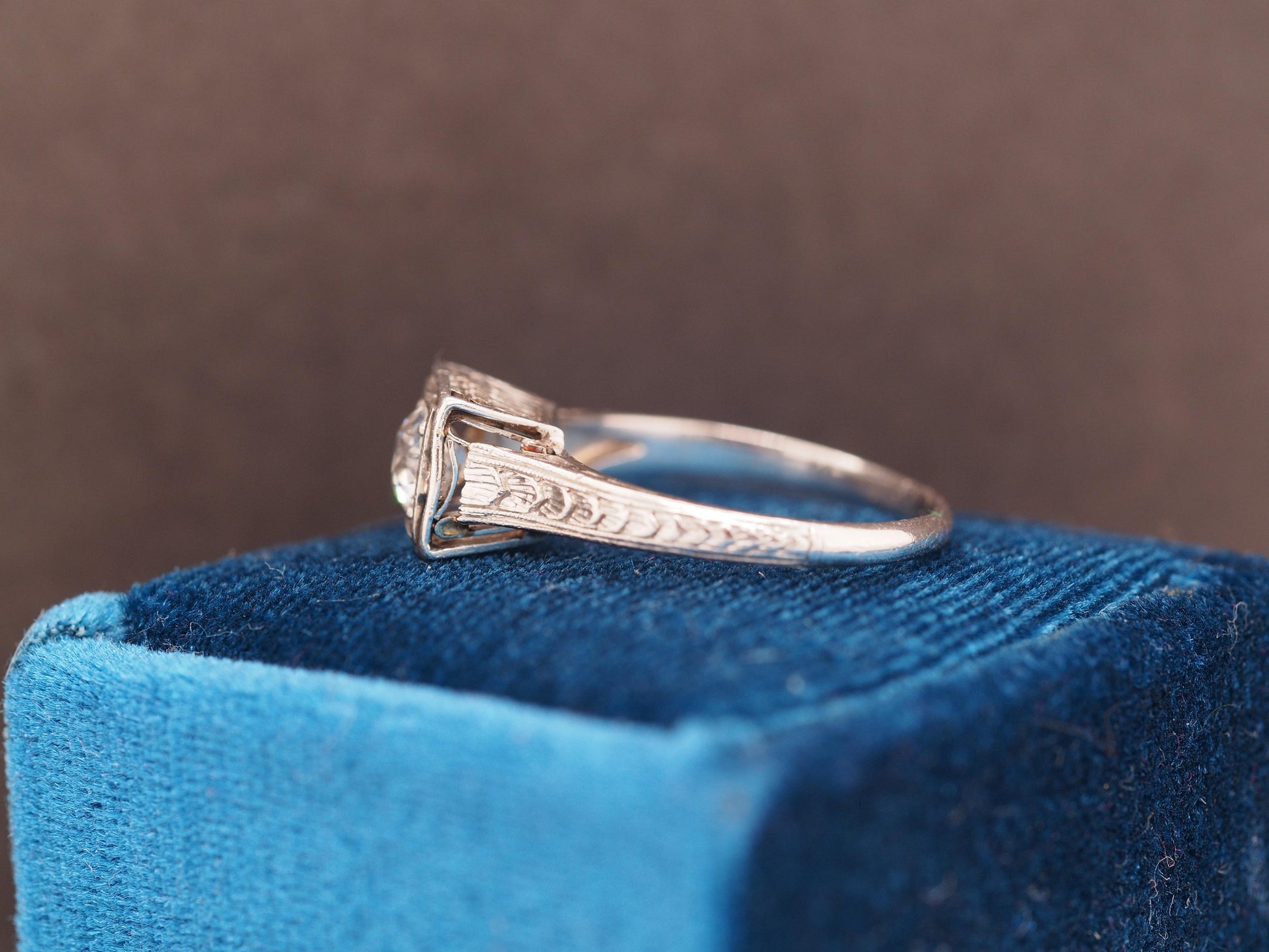 1920s Art Deco Platinum .50ct Old European Cut Diamond Engagement Ring