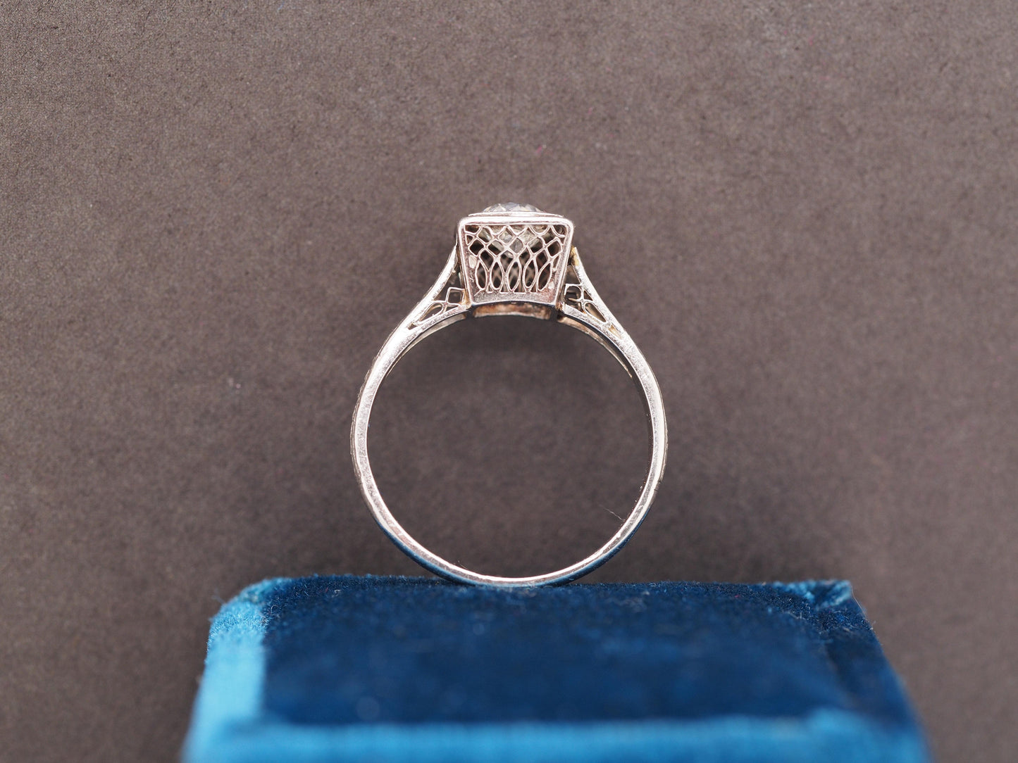 1920s Art Deco Platinum .50ct Old European Cut Diamond Engagement Ring