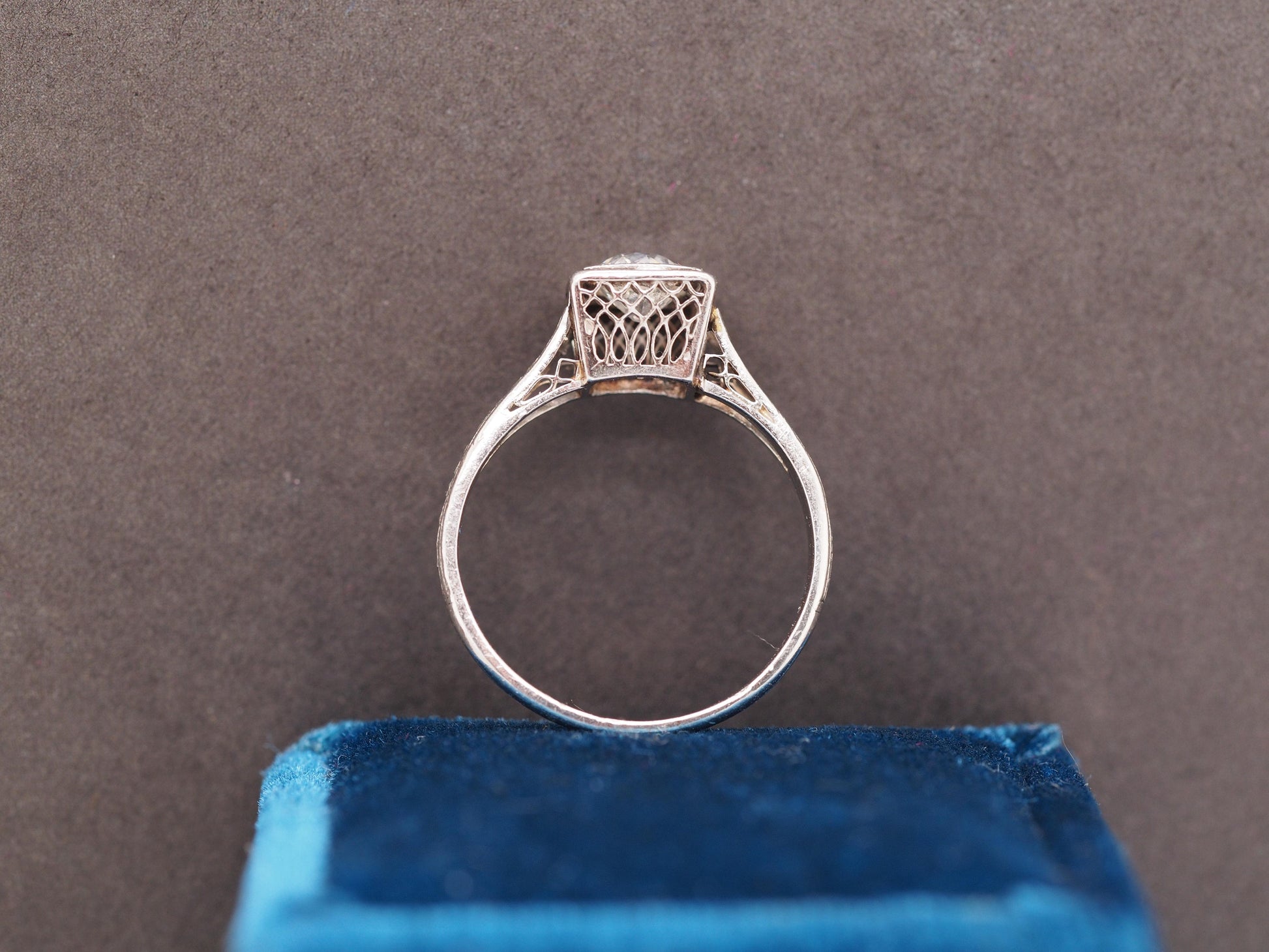 1920s Art Deco Platinum .50ct Old European Cut Diamond Engagement Ring