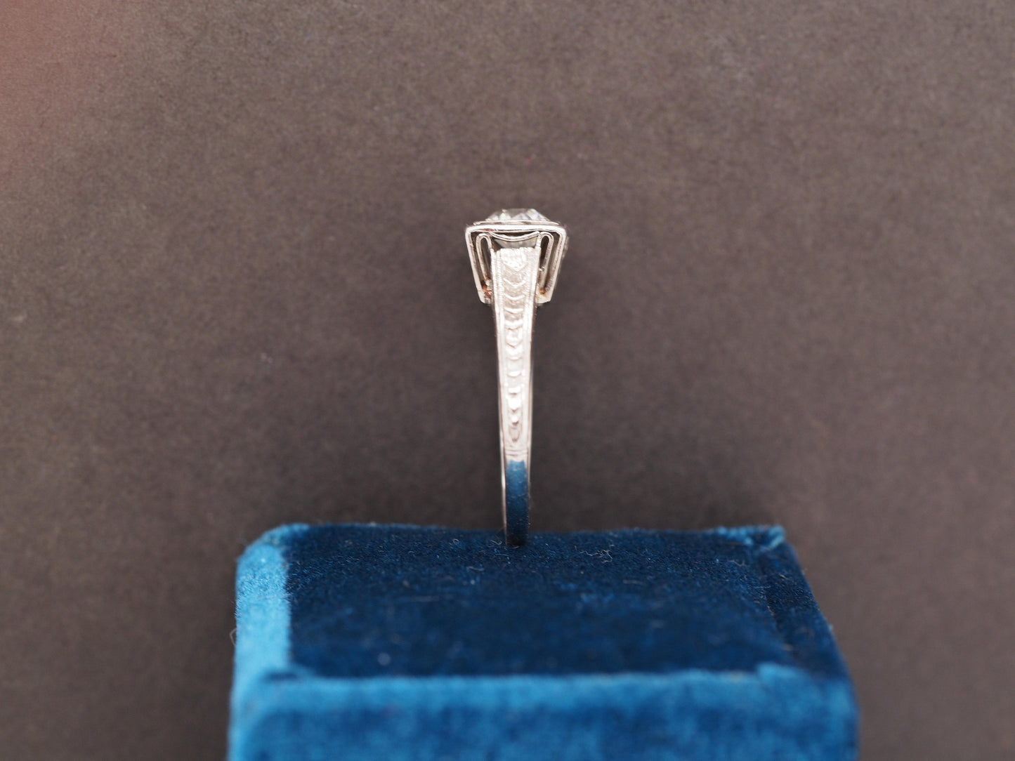 1920s Art Deco Platinum .50ct Old European Cut Diamond Engagement Ring