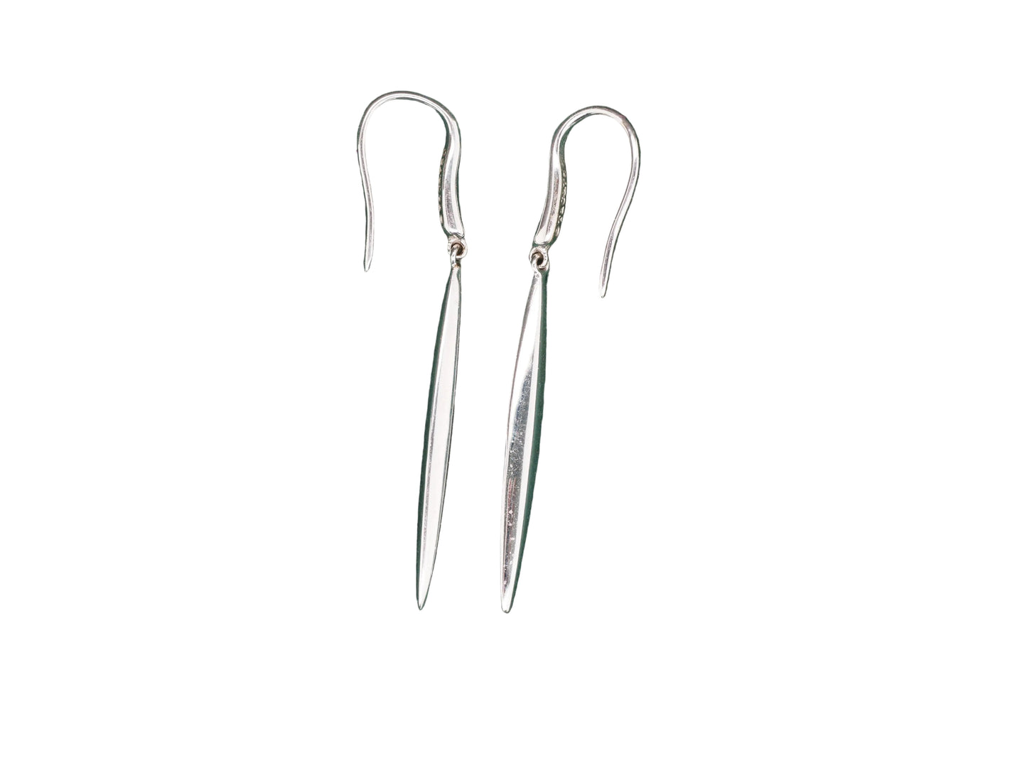 Tiffany & Co 18K White Gold Feather Hook Dangle Earrings