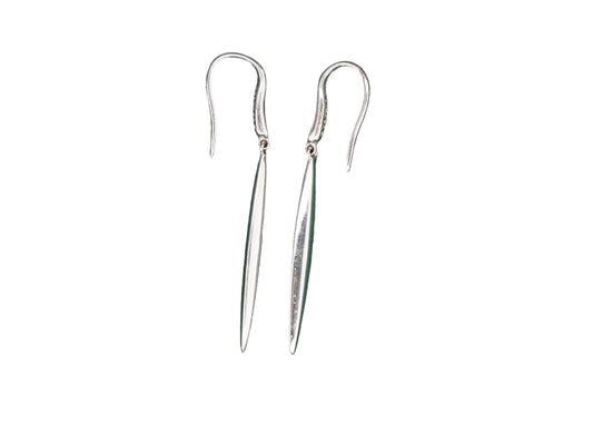 Tiffany & Co 18K White Gold Feather Hook Dangle Earrings
