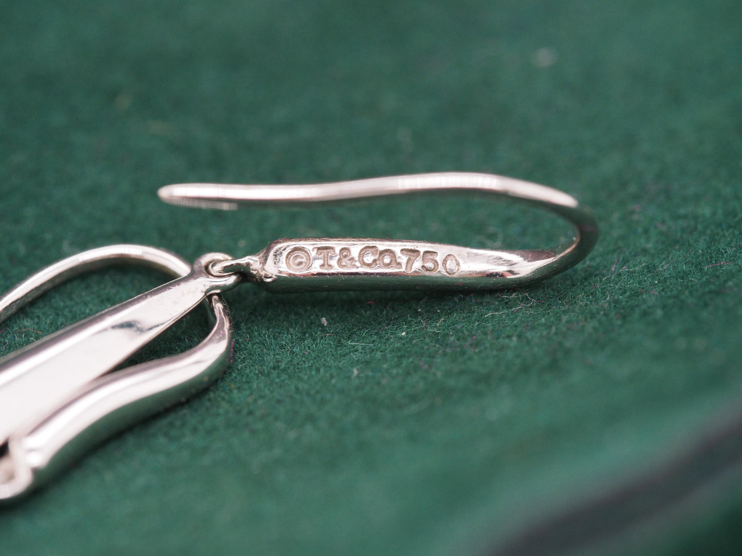 Tiffany & Co 18K White Gold Feather Hook Dangle Earrings