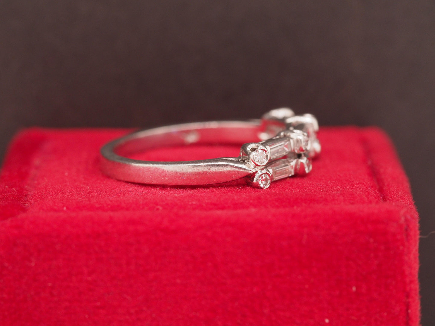Circa 1930s Platinum Two Row Diamond Wedding Band - VHK#489