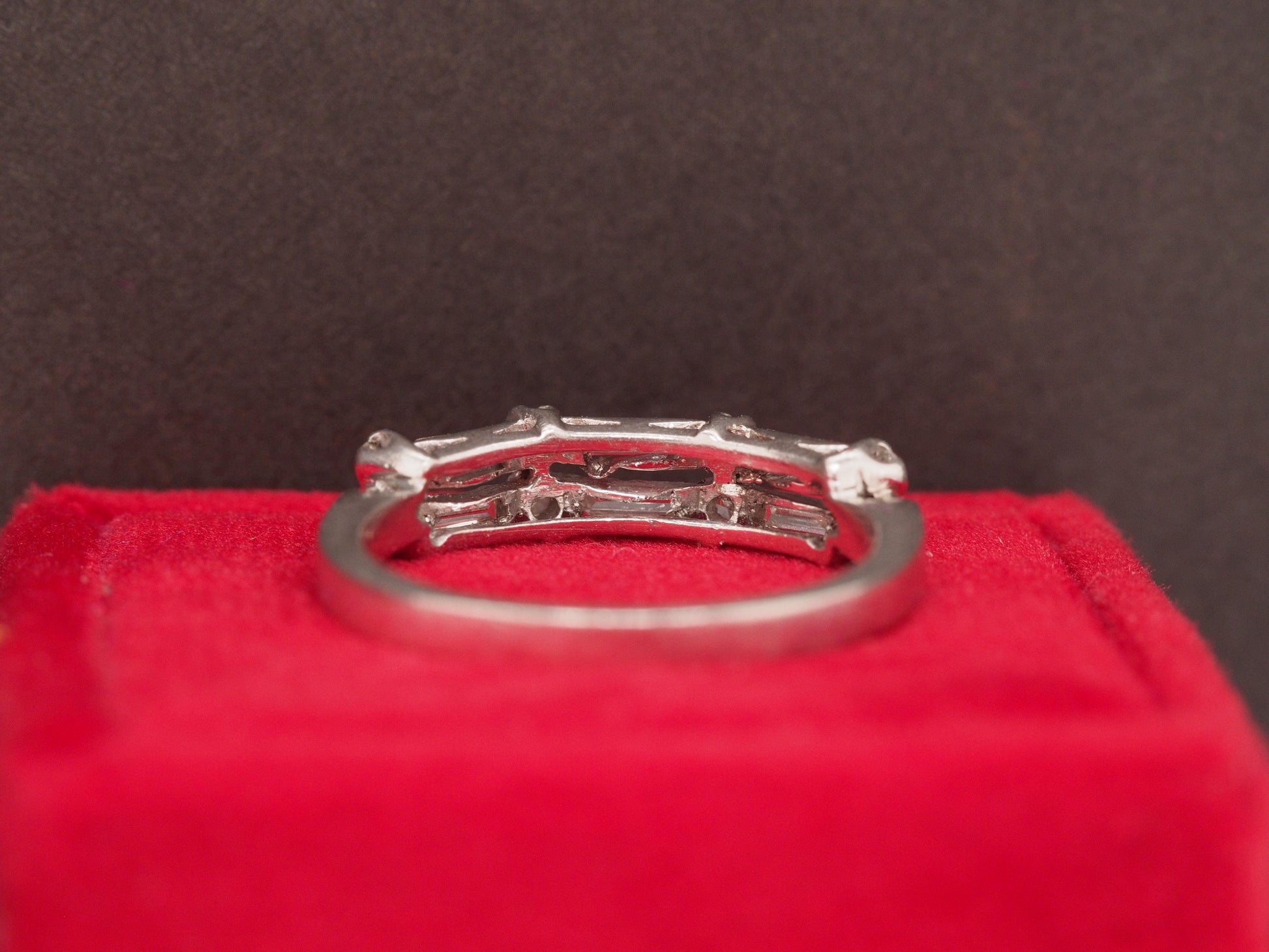 Circa 1930s Platinum Two Row Diamond Wedding Band - VHK#489