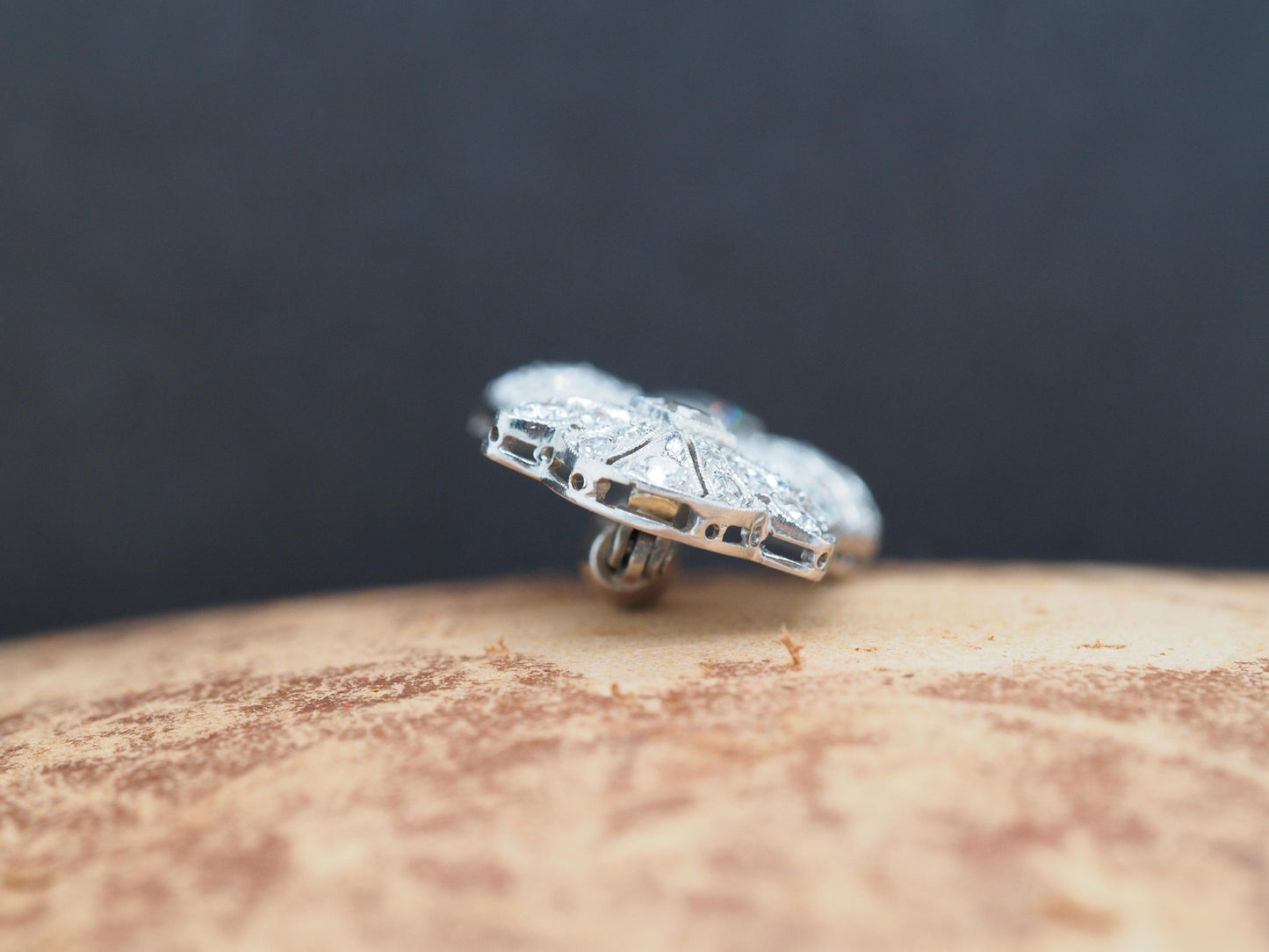 Circa 1920s Art Deco Platinum 2.50cttw Antique Marquise & French Cut Diamond Pin
