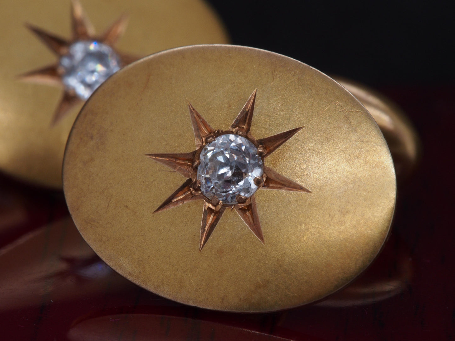1900s Edwardian 14K Yellow Gold .55cttw Old Mine Diamond Cufflinks - VHK#495