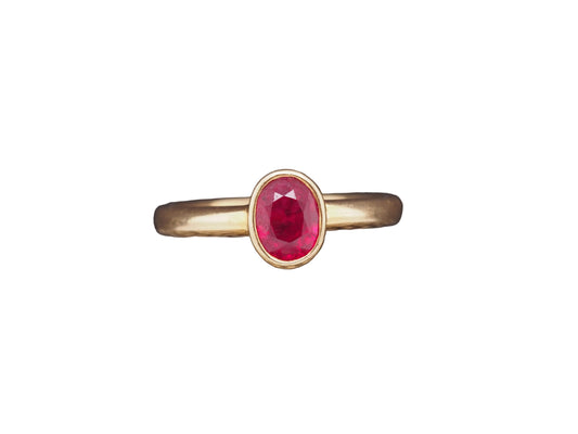 Vintage 18K Yellow Gold GIA “Pigeon Blood” Ruby Ring - VHK#498