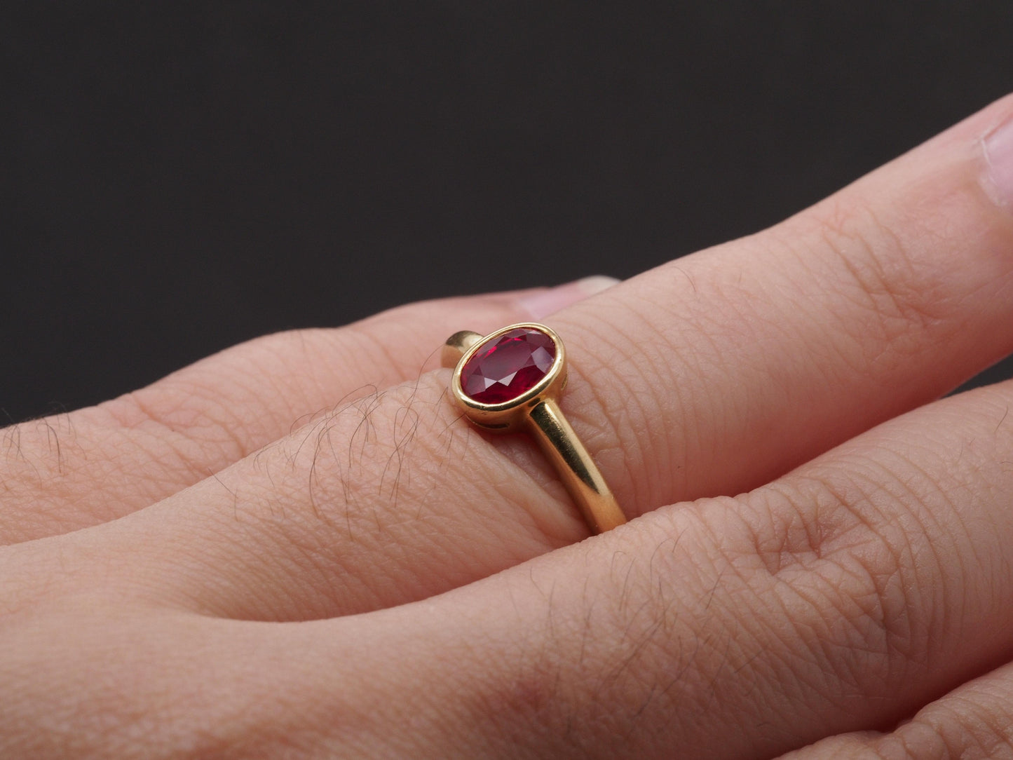 Vintage 18K Yellow Gold GIA “Pigeon Blood” Ruby Ring - VHK#498