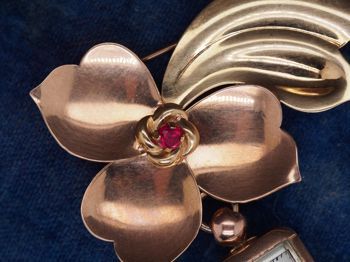 1940s 14K Rose and Yellow Gold Watch Brooch and Pin - VHK#505