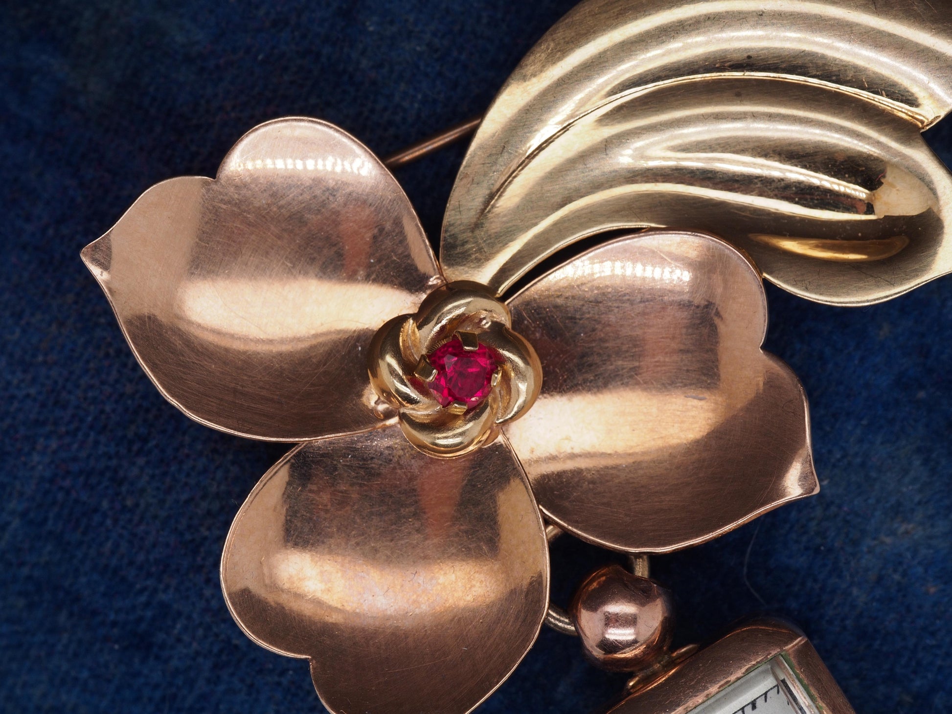 1940s 14K Rose and Yellow Gold Watch Brooch and Pin - VHK#505