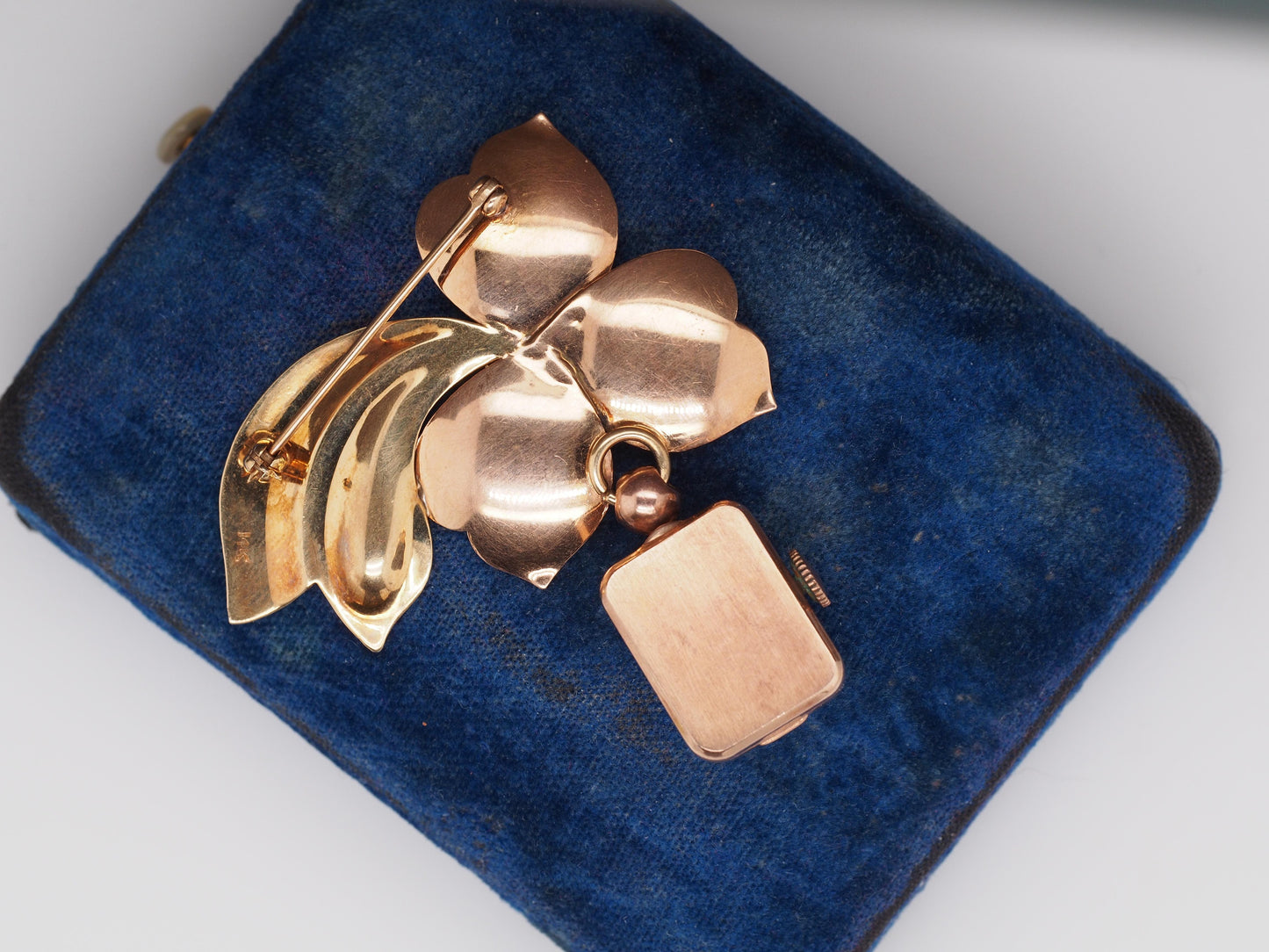 1940s 14K Rose and Yellow Gold Watch Brooch and Pin - VHK#505