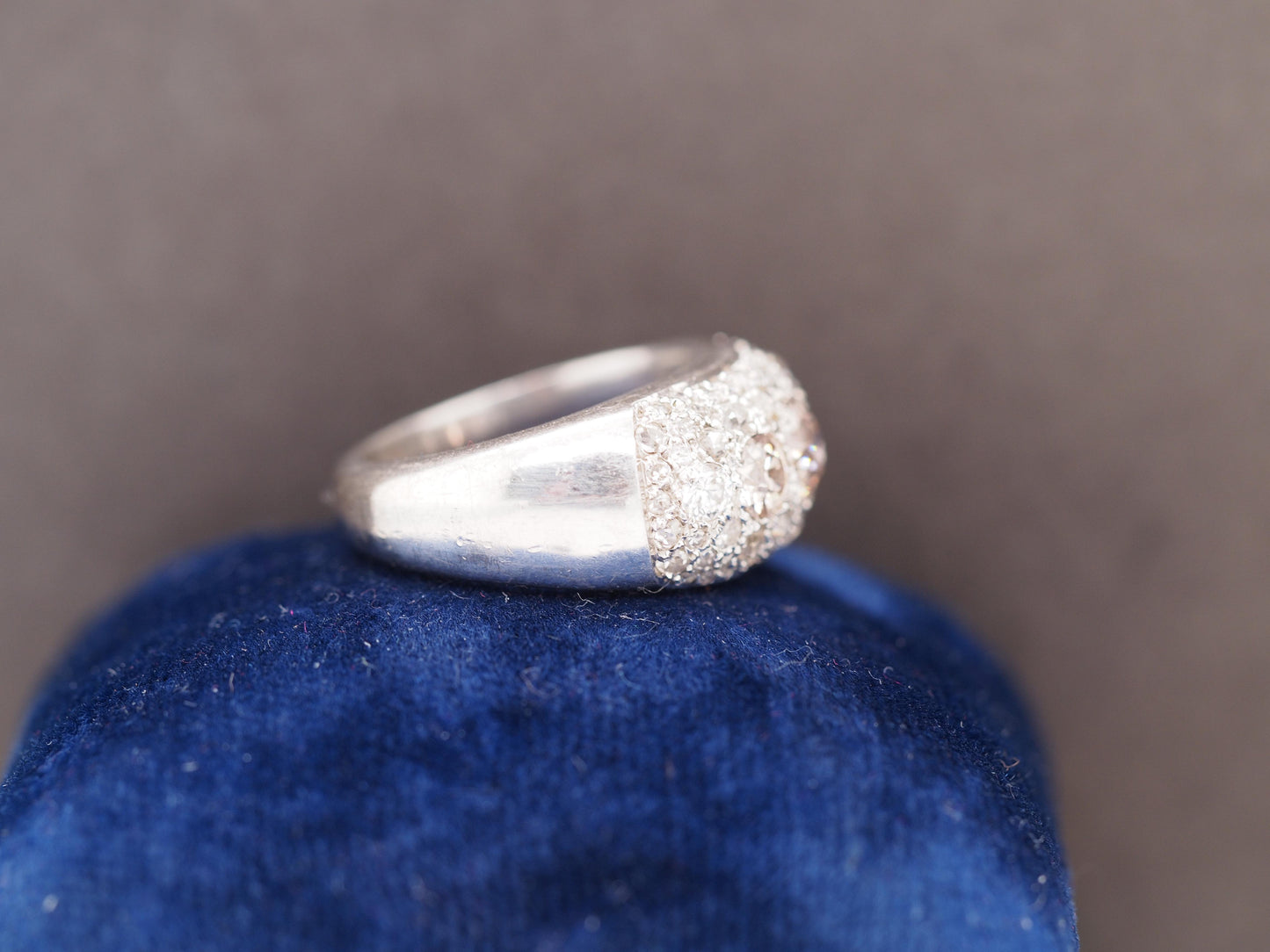 Circa 1920s Art Deco Platinum 1.50cttw Old Mine Cut Cluster Diamond Ring - VHK#5