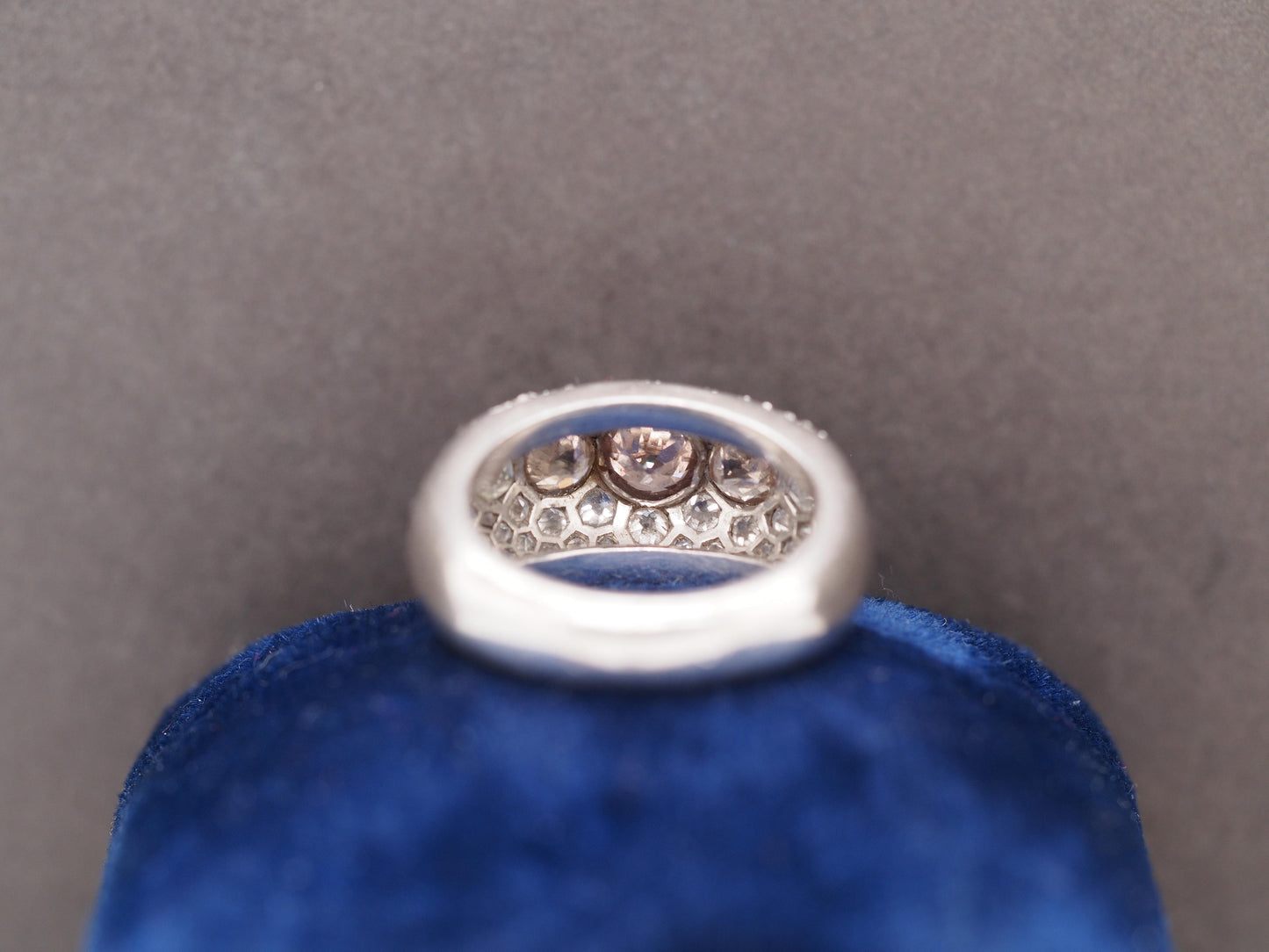 Circa 1920s Art Deco Platinum 1.50cttw Old Mine Cut Cluster Diamond Ring - VHK#5