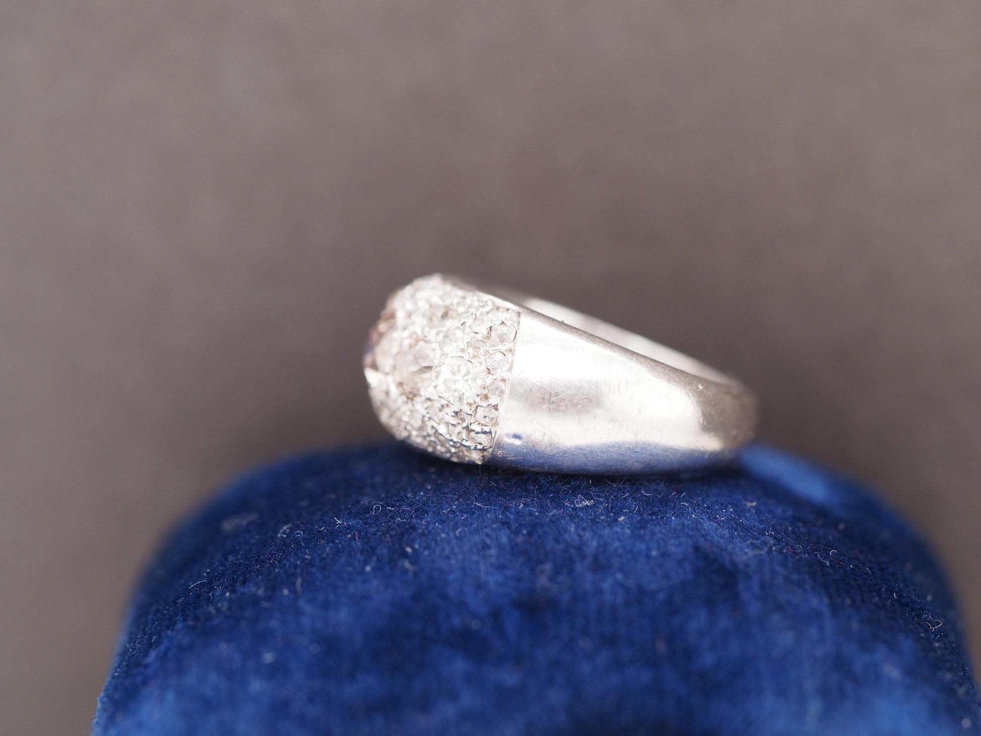 Circa 1920s Art Deco Platinum 1.50cttw Old Mine Cut Cluster Diamond Ring - VHK#5