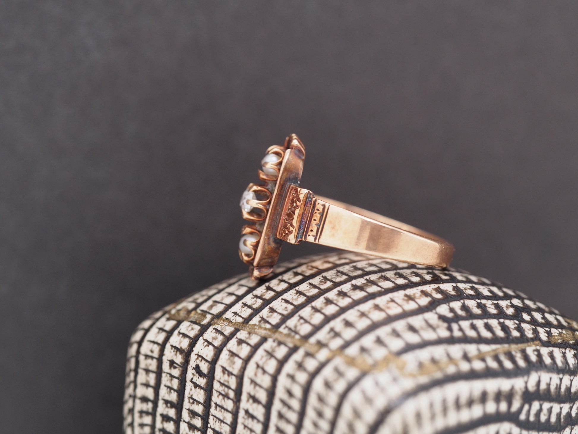 1900s 14K Yellow Gold Diamond and Pearl Ring - VHK#520