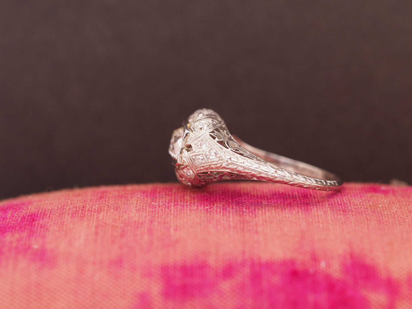 Circa 1930s Platinum Art Deco 3 Stone Old Mine Brilliant 1.40cttw Diamond Ring