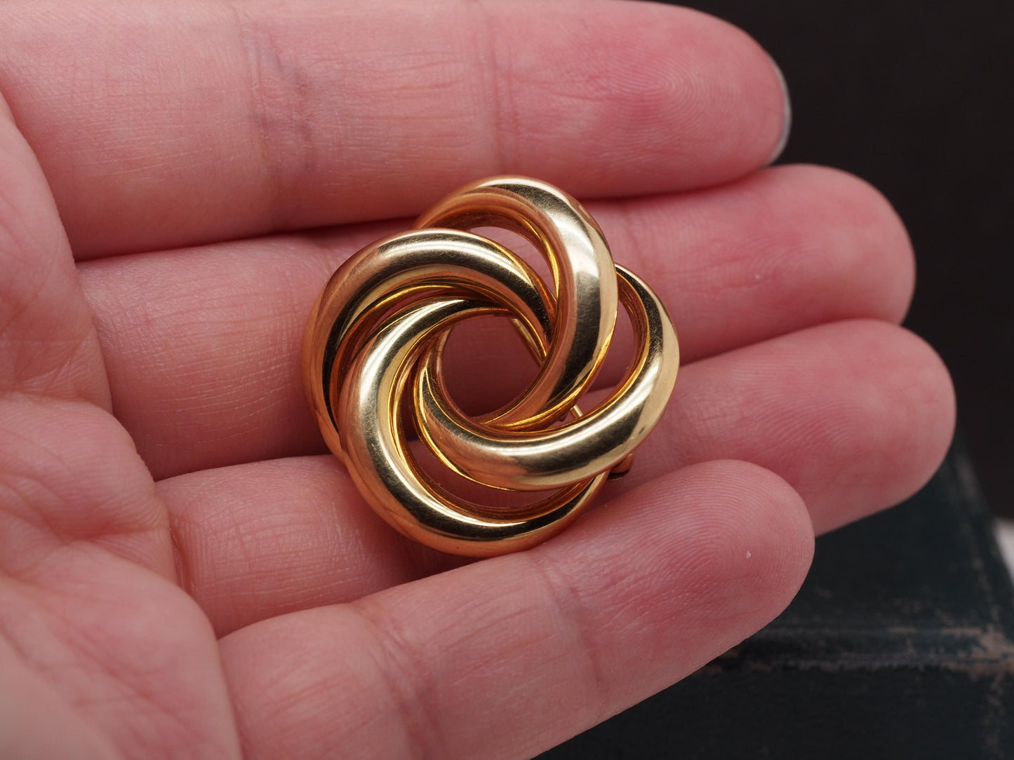 Vintage 14K Yellow Gold 1930s Swirl Brooch with German Hallmarks - VHK#527