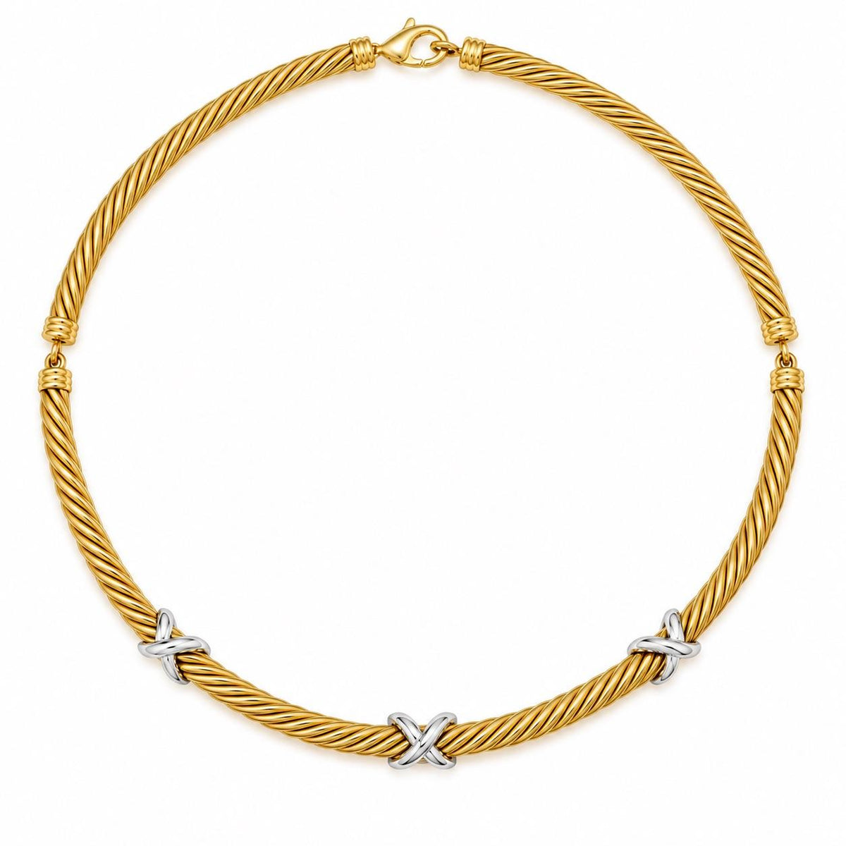 Estate 14K Yellow Gold David Yurman X Choker Necklace - VHK#967a