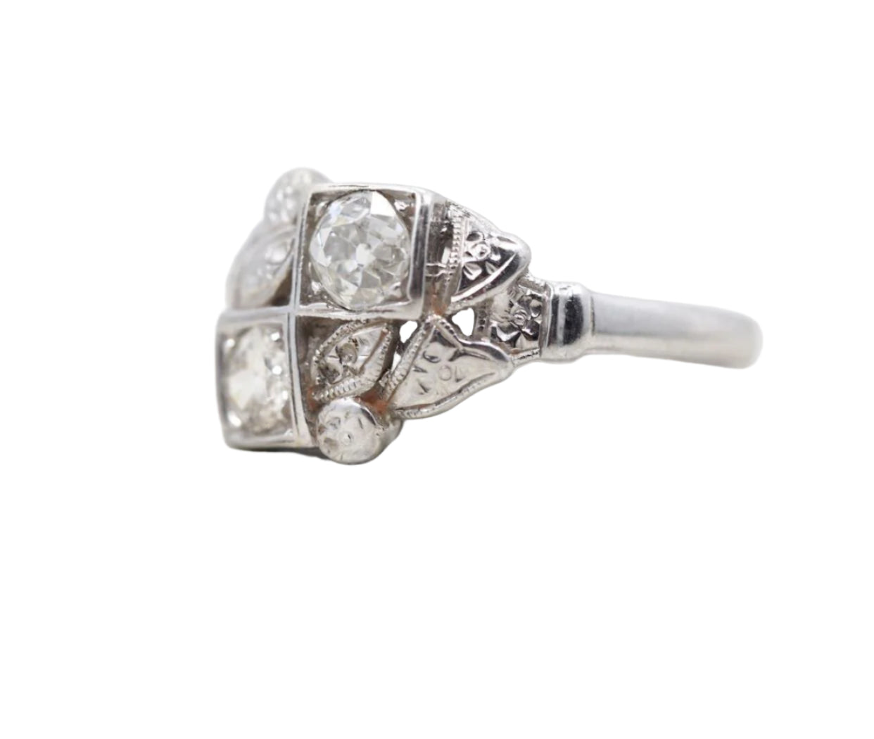 Antique Old Miner Diamond White Gold Engagement Ring .55cttw - VEG#76