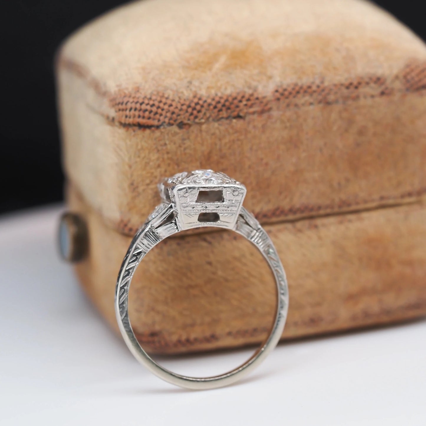 Circa 1920s Platinum Art Deco Diamond Engagement Ring - VHK#301