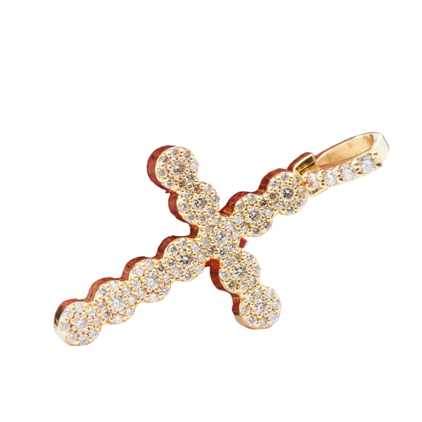 14K Yellow Gold Round Brilliant Diamond Cross Pendant- VHK#309