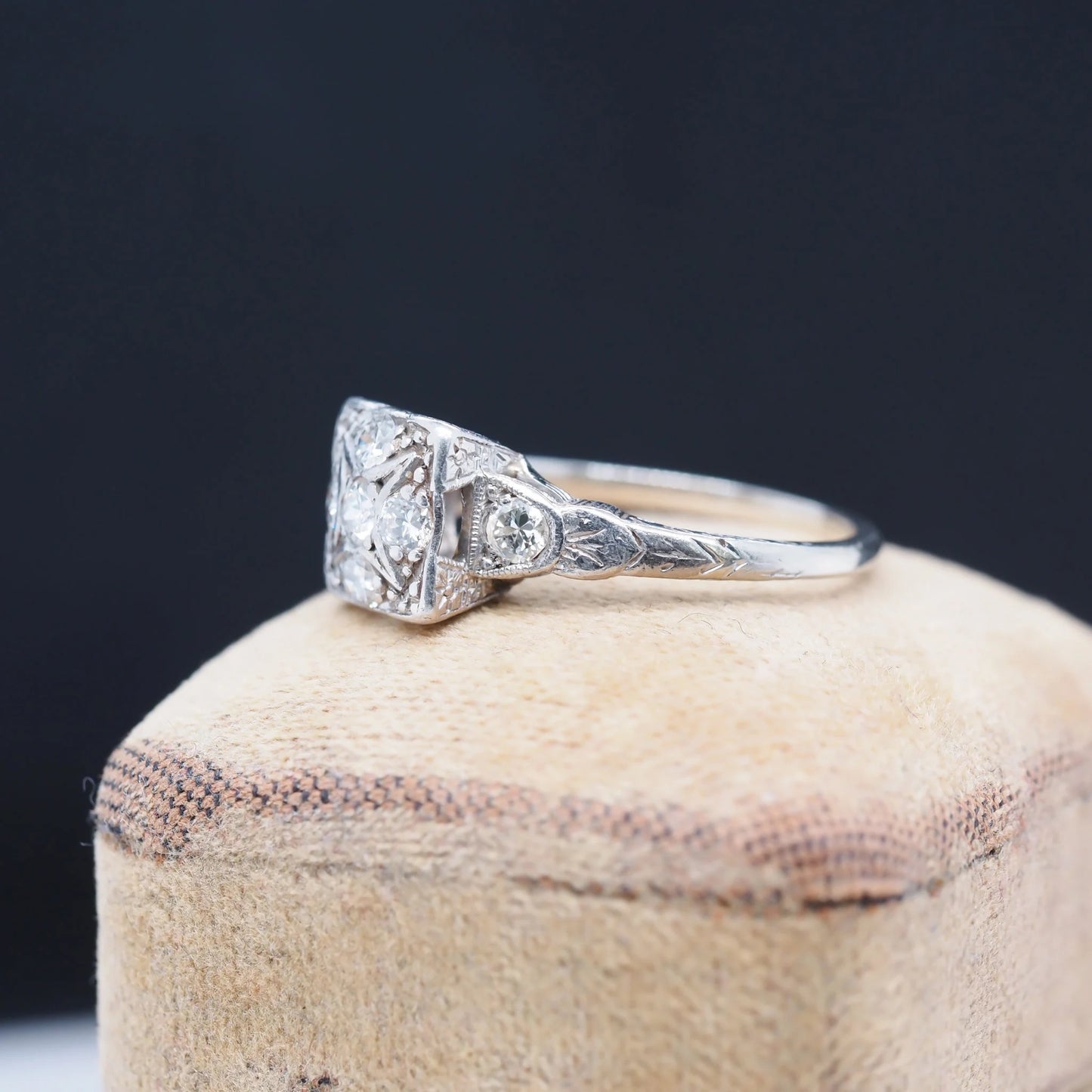 Circa 1920s Platinum Art Deco Diamond Engagement Ring - VHK#301