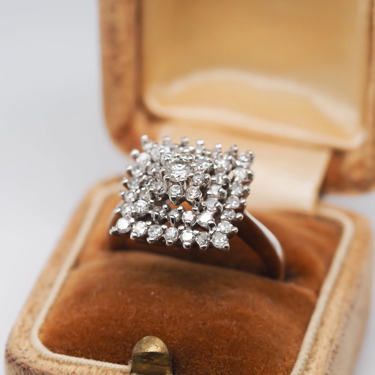 14K White Gold Diamond Cluster Cocktail Ring - VHK#306