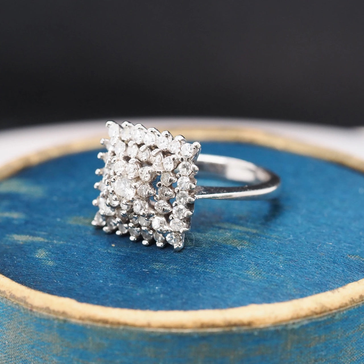 14K White Gold Diamond Cluster Cocktail Ring - VHK#306