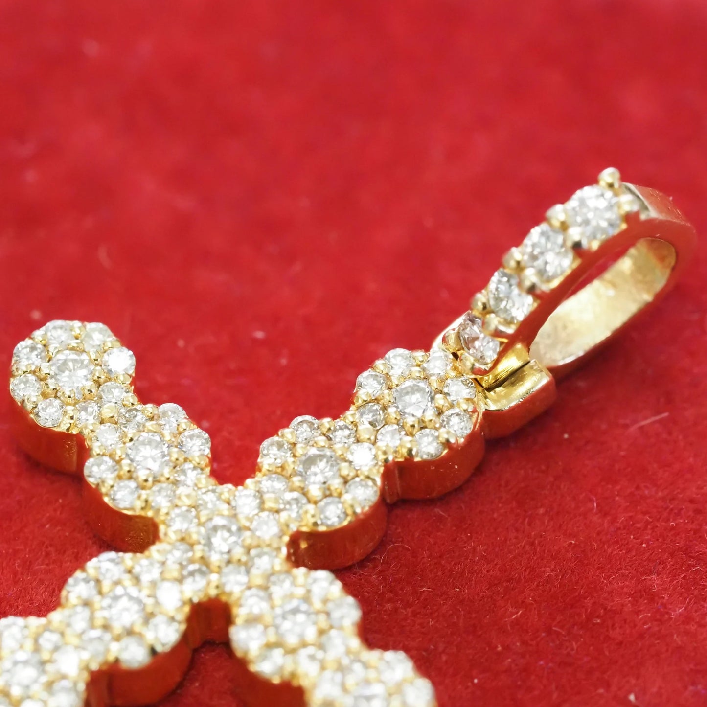 14K Yellow Gold Round Brilliant Diamond Cross Pendant- VHK#309
