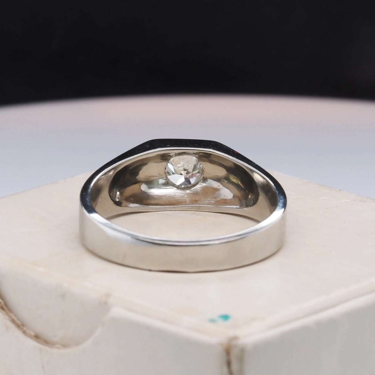 Art Deco 18K White Gold .45ct Old European Brilliant Engagement Ring - VHK#320