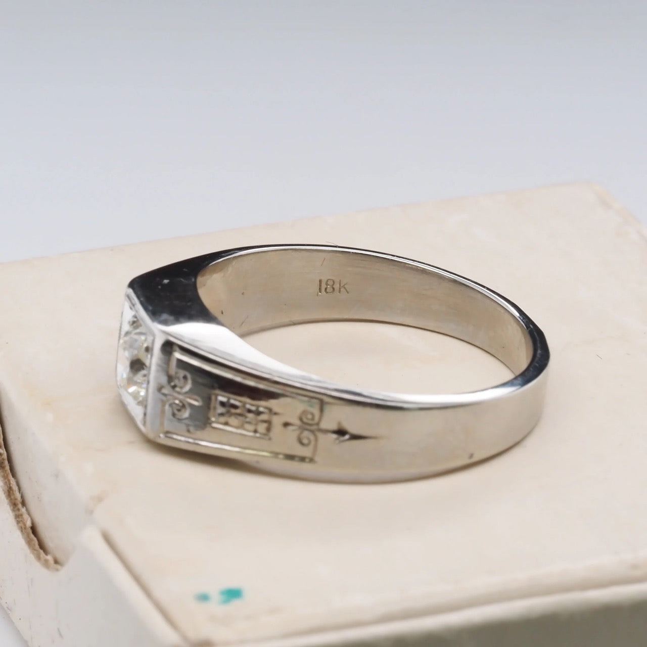 Art Deco 18K White Gold .45ct Old European Brilliant Engagement Ring - VHK#320