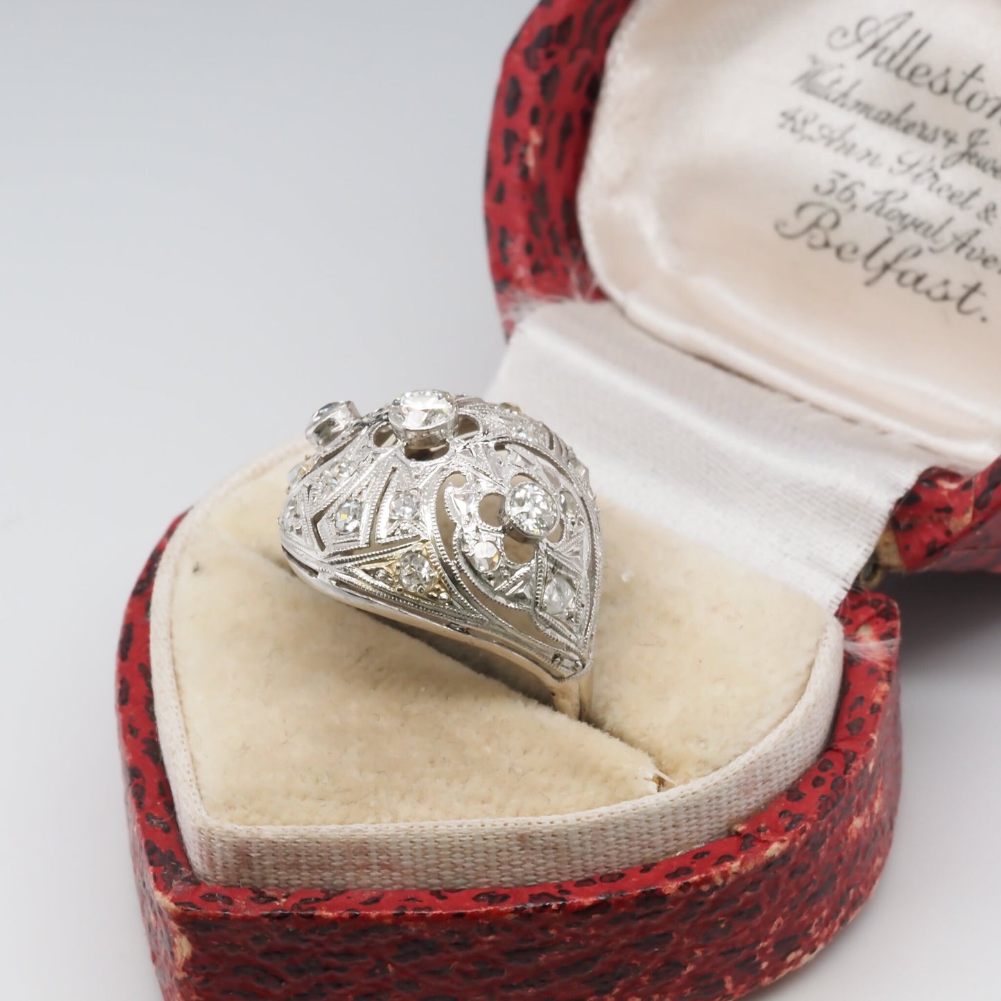 Circa 1920s Art Deco Platinum Old European Cut Diamond Ring - VHK#321