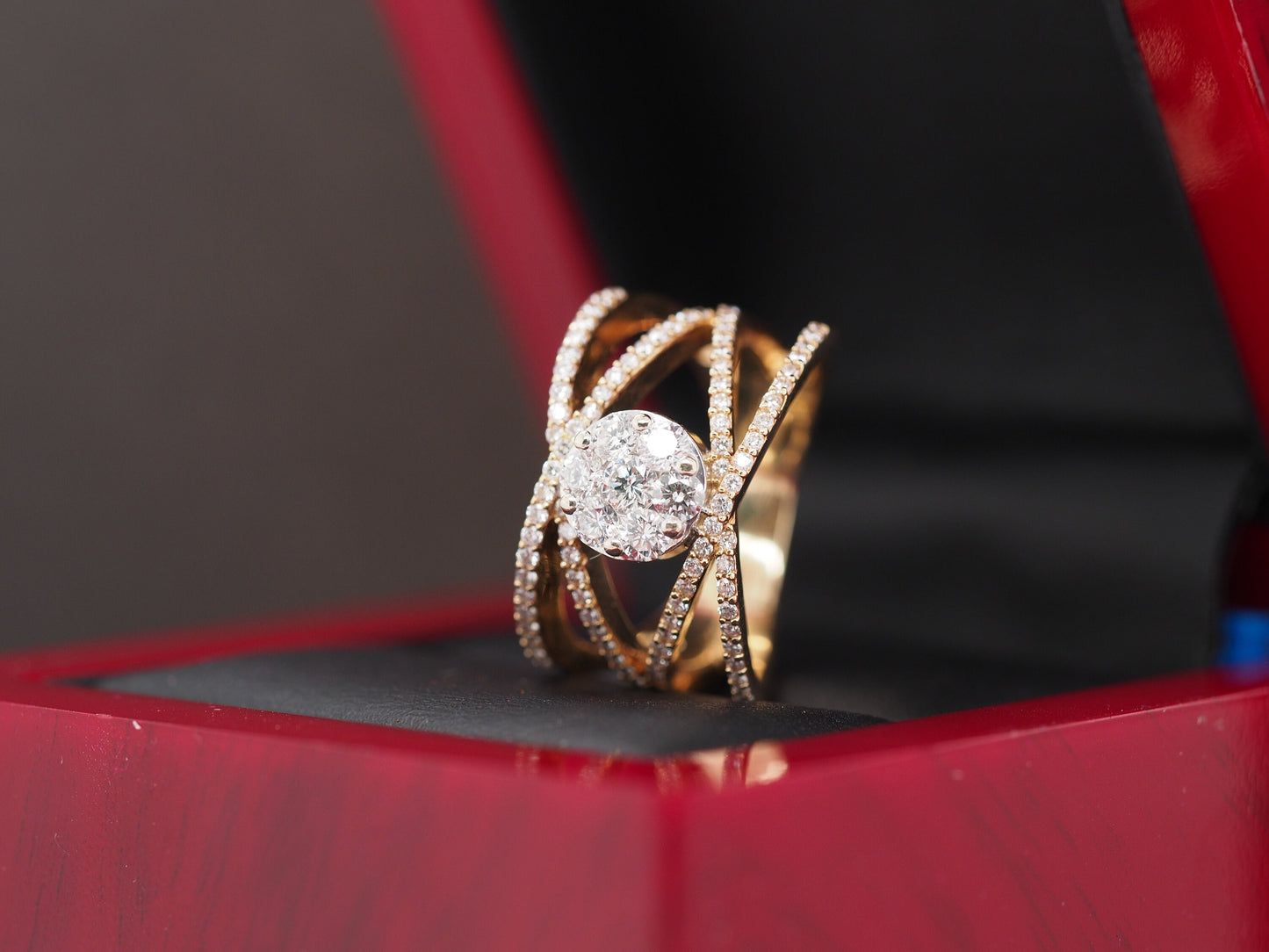 14K Diamond “Criss Cross” Band Diamond Cocktail Ring - VHK#332