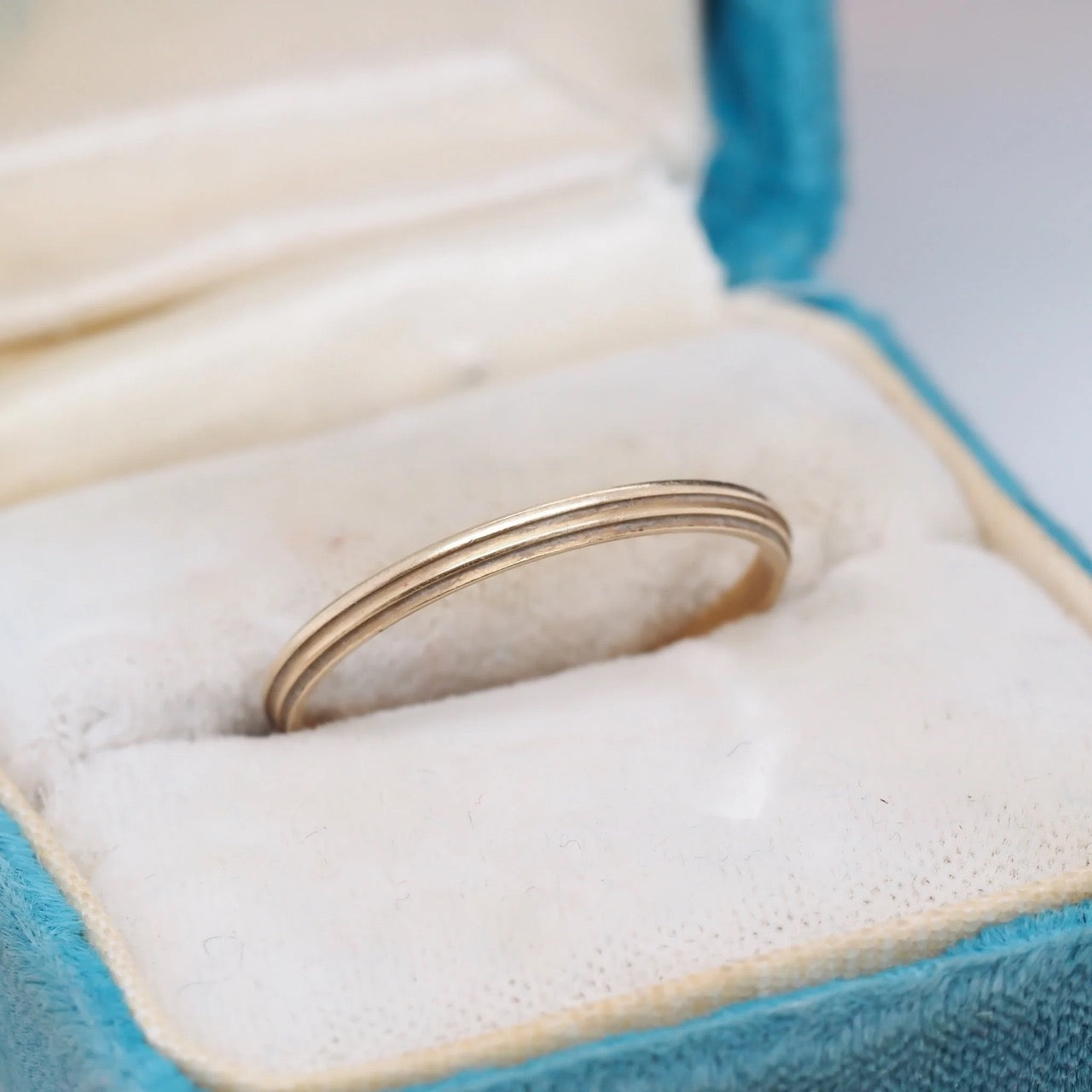 Circa 1920s Art Deco 14K Yellow Gold Wedding Band- VHK#344
