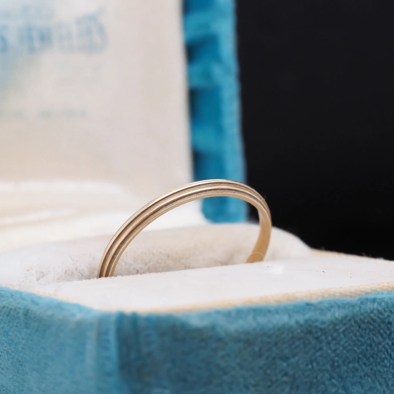 Circa 1920s Art Deco 14K Yellow Gold Wedding Band- VHK#344